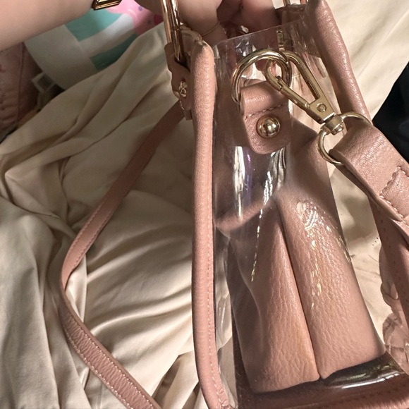 Pink Faux Leather Transparent Tote Bag - Picture 3 of 3